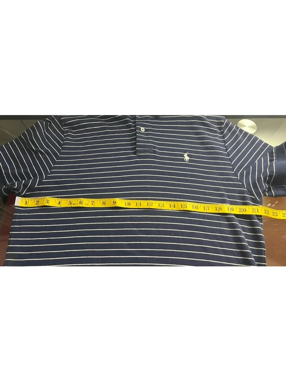 Ralph Lauren Navy and White Striped Polo Shirt